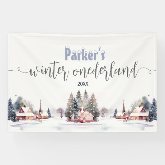Winter onederland first birthday welcome spandoek (Horizontaal)