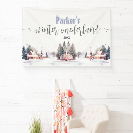 Winter onederland first birthday welcome spandoek (Insitu)