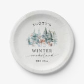 Winter ONEderland Forest Animals 1st Birthday Papieren Bordje (Voorkant)