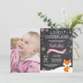 Winter Onederland Fox 1er Anniversaire Invitation (Debout devant)