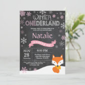 Winter Onederland Fox 1er Anniversaire Invitation (Debout devant)