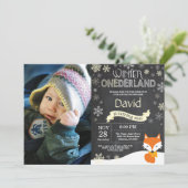 Winter Onederland Fox 1er Anniversaire Invitation (Debout devant)
