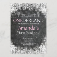 Winter Onederland Girl 1e verjaardag Uitnodiging