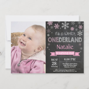 Winter Onederland Girl 1e verjaardag Uitnodiging