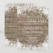 Winter Onederland Girl 1er Anniversaire Invitation (Devant / Derrière)