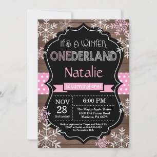 Winter Onederland Girl 1er Anniversaire Invitation