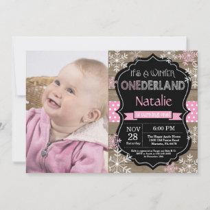 Winter Onederland Girl 1er Anniversaire Invitation