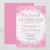 Winter Onederland Girl 1er Anniversaire Invitation