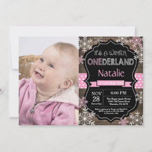 Winter Onederland Girl 1er Anniversaire Invitation