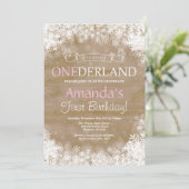 Winter Onederland Girl 1er Anniversaire Invitation (Debout devant)