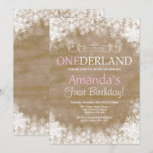 Winter Onederland Girl 1er Anniversaire Invitation (Devant / Derrière)