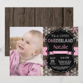 Winter Onederland Girl 1er Anniversaire Invitation (Devant / Derrière)