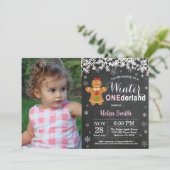 Winter Onederland Girl 1er Anniversaire Invitation (Debout devant)