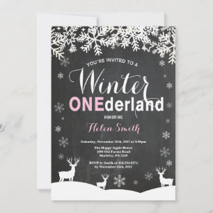 Winter Onederland Girl 1er Anniversaire Invitation