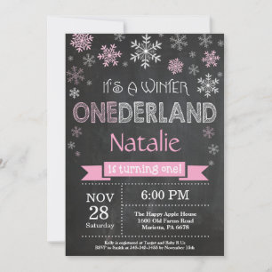 Winter Onederland Girl 1er Anniversaire Invitation