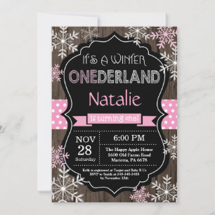 Winter Onederland Girl 1er Anniversaire Invitation