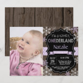 Winter Onederland Girl 1er Anniversaire Invitation (Devant / Derrière)
