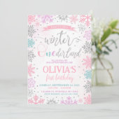 Winter Onederland Girl 1er Anniversaire Invitation (Debout devant)