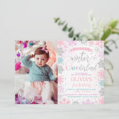 Winter Onederland Girl 1er Anniversaire Invitation (Debout devant)
