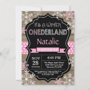 Winter Onederland Girl 1er Anniversaire Invitation