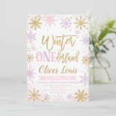 Winter ONEderland Girl 1st Birthday Invitation (Debout devant)