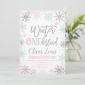 Winter ONEderland Girl 1st Birthday Invitation (Debout devant)