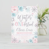 Winter ONEderland Girl 1st Birthday Invitation (Debout devant)