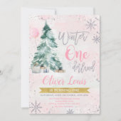 Winter ONEderland Girl 1st Birthday Invitation (Devant)