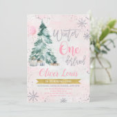 Winter ONEderland Girl 1st Birthday Invitation (Debout devant)