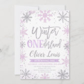 Winter ONEderland Girl 1st Birthday Invitation (Devant)