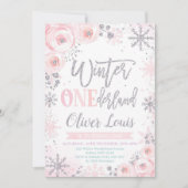Winter ONEderland Girl 1st Birthday Invitation (Devant)