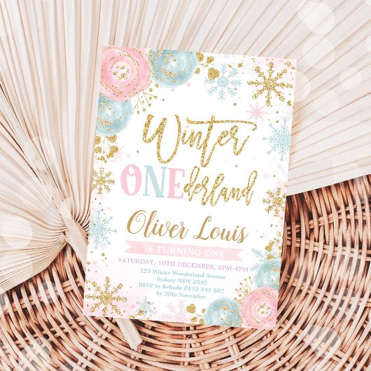 Winter ONEderland Girl 1st Birthday Invitation