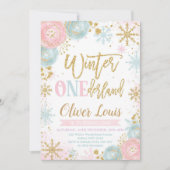 Winter ONEderland Girl 1st Birthday Invitation (Devant)