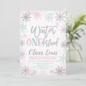 Winter ONEderland Girl 1st Birthday Invitation (Debout devant)