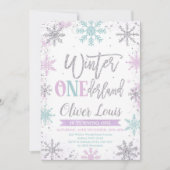Winter ONEderland Girl 1st Birthday Invitation (Devant)