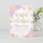 Winter ONEderland Girl 1st Birthday Invitation (Debout devant)