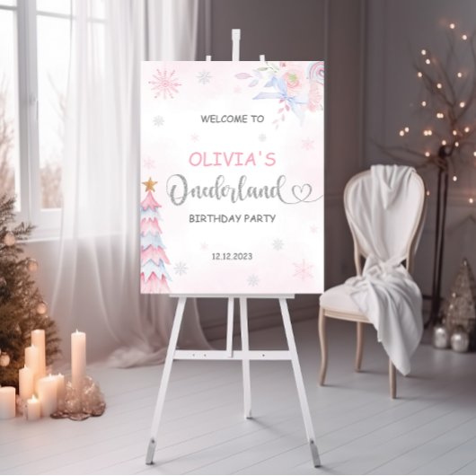 Winter Onederland Girl Anniversaire Affiche de bie