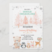 Winter Onederland girl invitation (Devant / Derrière)
