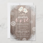 Winter Onederland Girl's 1st Birthday Invitation (Devant)