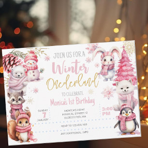 Winter onederland glitter sneeuwvlokken verjaardag kaart