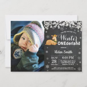 Winter Onederland Hert 1e Verjaardagsuitnodiging Kaart