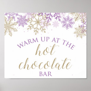 Winter Onederland Hot Chocolate Bar Sign Paars Poster