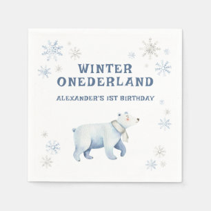Winter Onederland IJsbeer 1e Verjaardag Servet