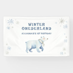 Winter Onederland Ijsbeer 1e Verjaardag Spandoek