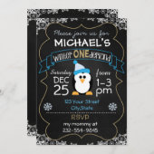 Winter Onederland invitation garçon 1er (Devant / Derrière)