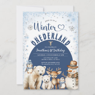 Winter Onederland Jongen 1e Verjaardag Arctische D Kaart