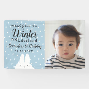 Winter Onederland Jongen 1e Verjaardag Spandoek