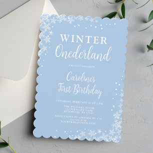 Winter Onederland Jongen Eerste Verjaardag Uitnodi Kaart