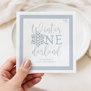 Winter Onederland Jongens Servet, Blauwe Sneeuwvlo Servet
