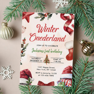 Winter ONEderland Kerstmis Winter Eerste Verjaarda Kaart
